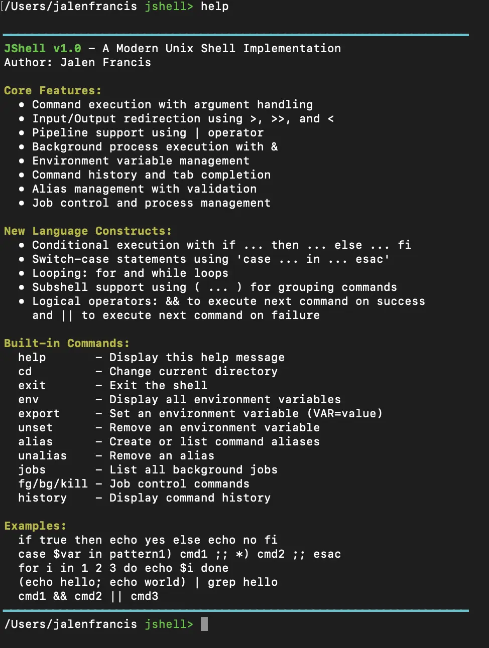 JShell - Custom Unix Shell